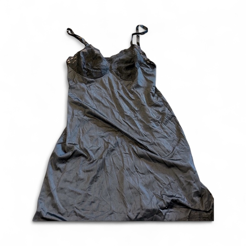 Vintage Elegant Black Lace Slip Dress size medium
